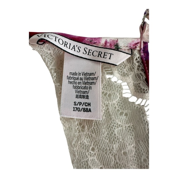 Victoria Secret Stretch Satin Floral  Lace Cutout Slip Pink Size S - Picture 8 of 8